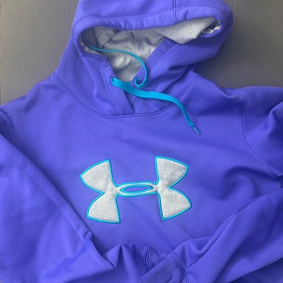 Under Armour Storm Semi Fitted Purple Blue and Gray Logo Hoodie - Picture 2 of 12